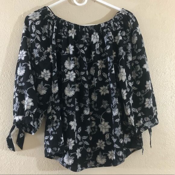 NY Collection Floral Print Off the shoulder top MP - Picture 1 of 3